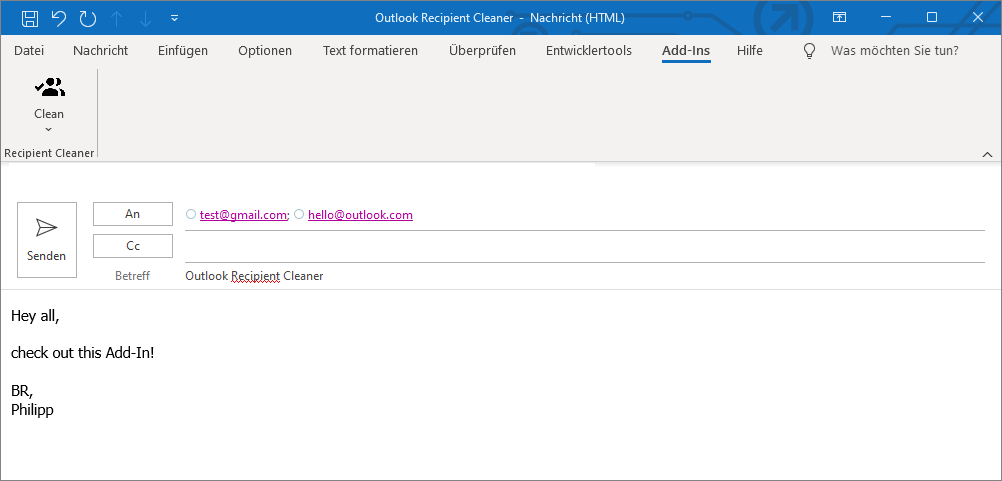 After Outlook Recipient Cleaner