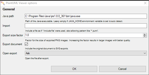 PlantUML Viewer options